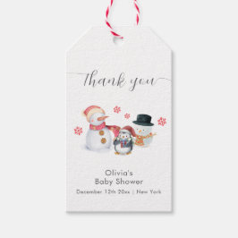 Etiqueta Para Presente Cute Winter Penguin Snowman Baby Shower