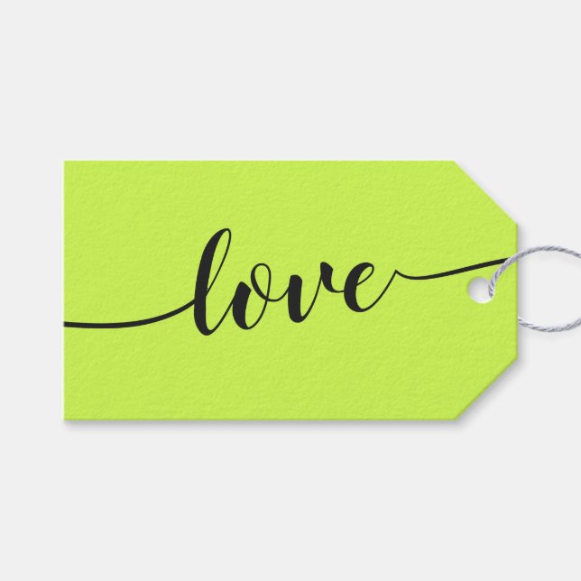 Etiqueta Para Presente Cyber Lime Jet Black Cheers Simple Love (Frente (horizontal))