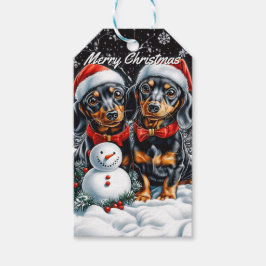 Etiqueta Para Presente Dachshances e o Natal de Snowman