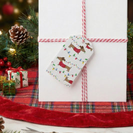Etiqueta Para Presente Dachshund Christmas Gift Tags Doxie Holiday Lights