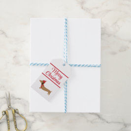 Etiqueta Para Presente Dachshund Christmas White Gift Tags com String