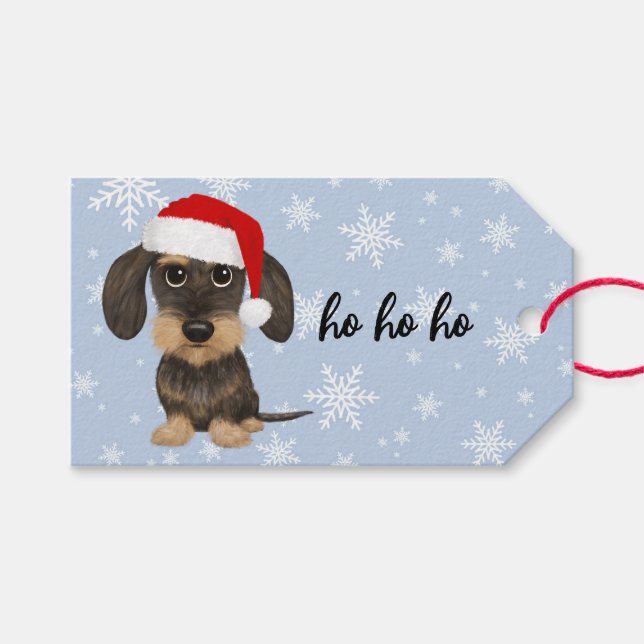 Etiqueta Para Presente Dachshund Cute Teckel Cachel de Cabelo Cão (Frente (horizontal))