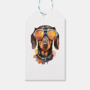 Etiqueta Para Presente Dachshund de óculos de sol