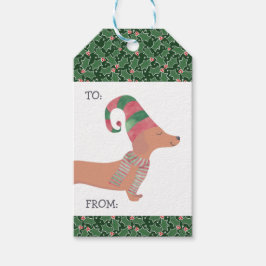 Etiqueta Para Presente Dachshund Dog Feliz Natal