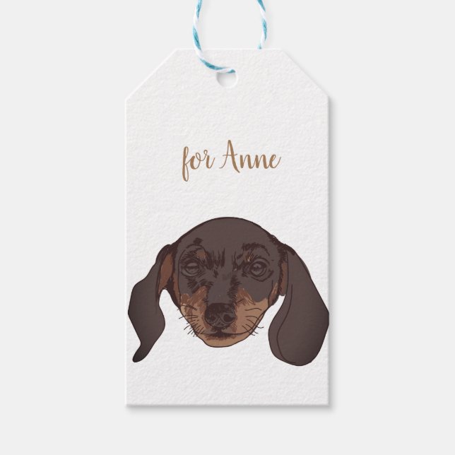 Etiqueta Para Presente Dachshund dog Portrait Personalizado (Frente)