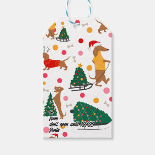Etiqueta Para Presente Dachshund Doxie Winnie Dog Puppy Bright Christmas