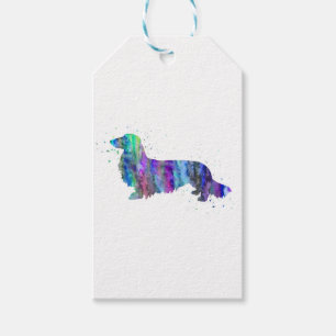 Etiqueta Para Presente Dachshund, impressão da aguarela do cão do