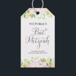 Etiqueta Para Presente Dacil Watercolor Floral Bat Mitzvah Obrigado<br><div class="desc">Um elegante e feminino obrigado de Bat Mitzvah floral,  você tem uma etiqueta de presente com flores pastel de aquarela e uma escrita caprichosa. Este convite é o sotaque perfeito para bolsas de favor.</div>