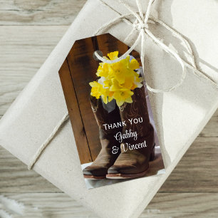 Etiqueta Para Presente Daffodils Amarelo Cowboy Boots Casamento Marca Fav