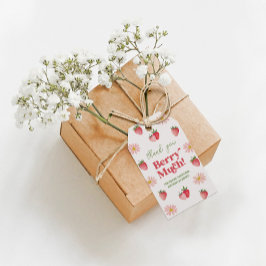 Etiqueta Para Presente Daisy Rosa e Vermelho Obrigada Muito Aniversário