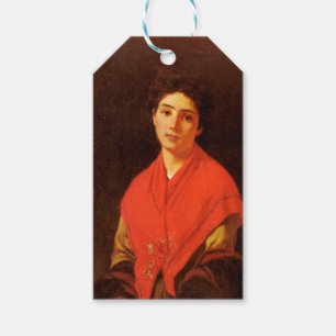 Etiqueta Para Presente Dama de Vermelho (Arte Italiana Vintage)