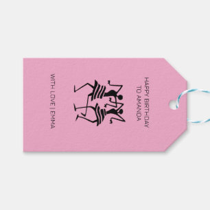 Etiqueta Para Presente Dança Rosa de Celebração da Silhueta Moderna