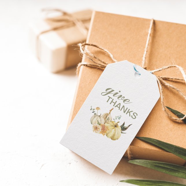 Etiqueta Para Presente Dar Abóbora de Aquarela aos Obrigados (Criador carregado)