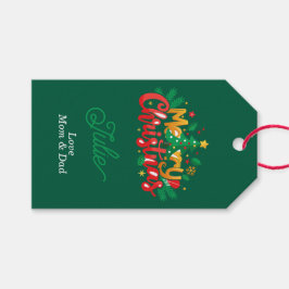 Etiqueta Para Presente Dark Green Merry Christmas Gift Tags