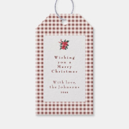Etiqueta Para Presente Dark Red Gingham Plaid Custom Christmas