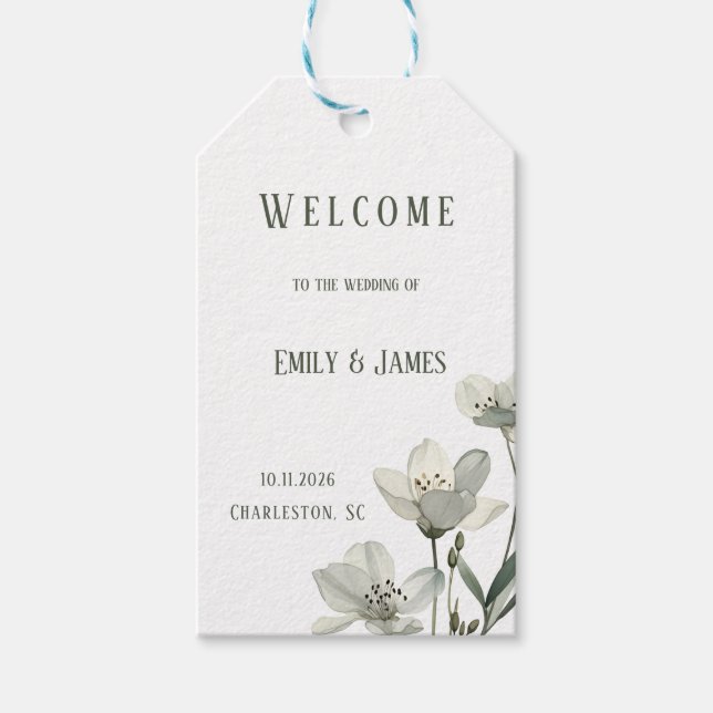 Etiqueta Para Presente Dark Sage Green Botanical Wedding (Frente)