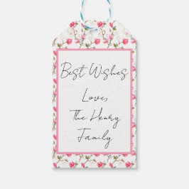 Etiqueta para presente de flor de magnólia rosa, p