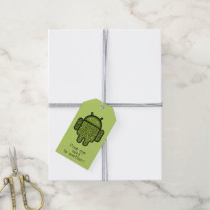 Etiqueta Para Presente De Um Nerd Robô Verde para Outro