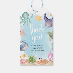 Etiqueta Para Presente Debaixo do Mar, Animais do Oceano, Criaturas Marin