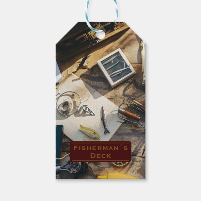Etiqueta Para Presente Deck do Pescador personalizado (Frente)