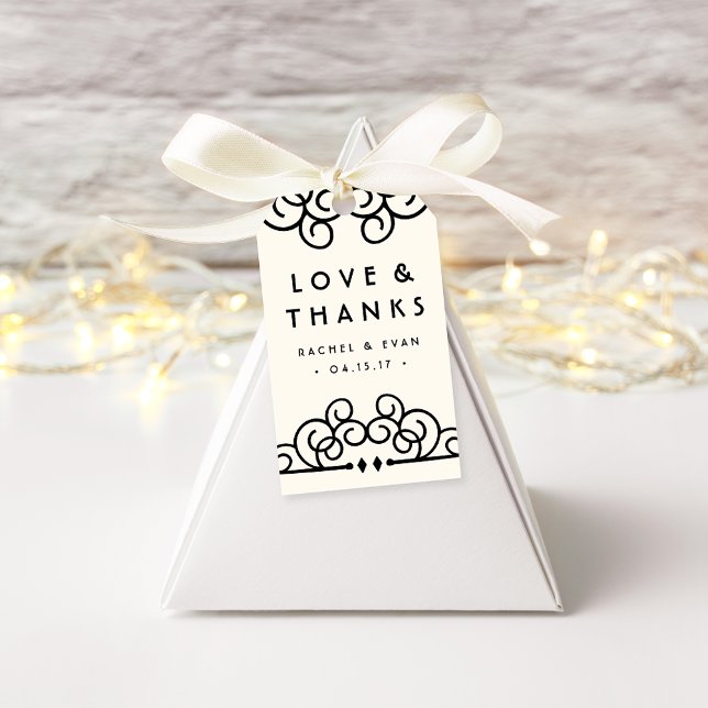 Etiqueta Para Presente Deco Flourish Wedding Favor Obrigado (Criador carregado)