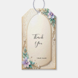 Etiqueta Para Presente Decorative Floral Frame with Pearls Gift Tag