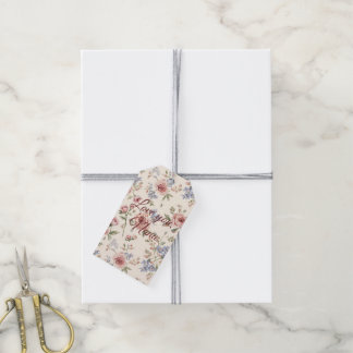Etiqueta Para Presente Decoupage floral de rosa cor-de-rosa elegante vint