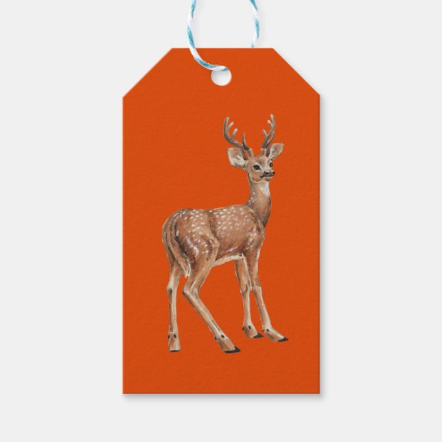 Etiqueta Para Presente Deer em vermelho (Frente)