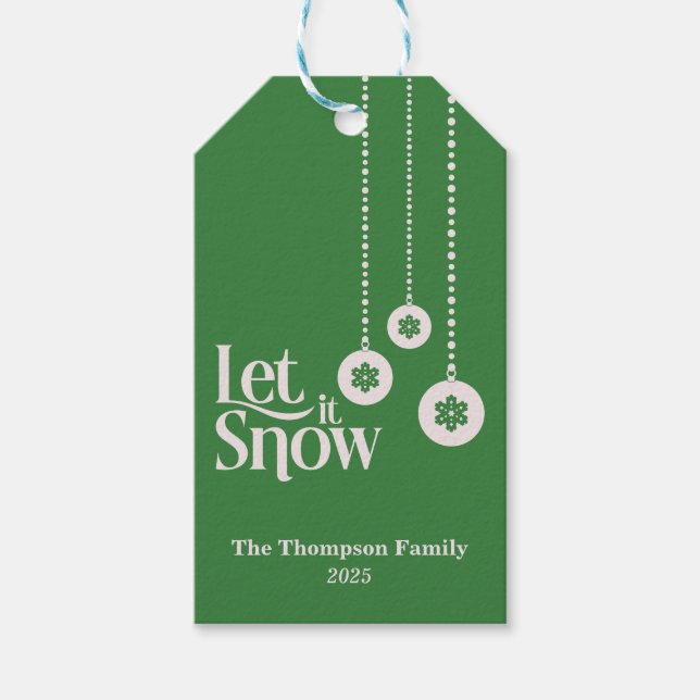 Etiqueta Para Presente "Deixe-a nevar" verde escuro (Frente)