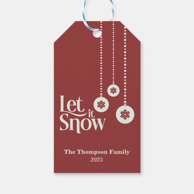 Etiqueta Para Presente "Deixe-a nevar" vermelho (Frente)