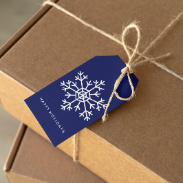 Etiqueta Para Presente Deixe-O Neve! Flocos de neve azuis
