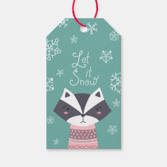 Etiqueta Para Presente Deixe Snow Raccoon (Frente)