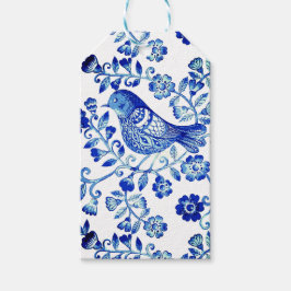 Etiqueta Para Presente Delft Blue Bird 🐦 floral French Country Sctoll