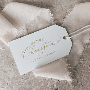 Etiqueta Para Presente Delicar Feriado da Família Feliz Natal Dourado