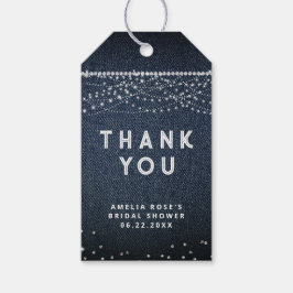 Etiqueta Para Presente Denim Diamantes Luzes Russas Elegante Obrigado