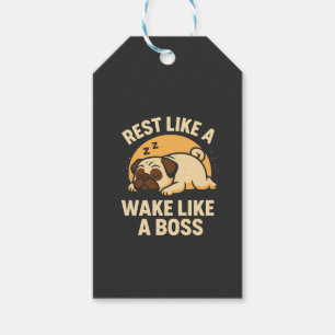 Etiqueta Para Presente Descansa Como Um Pug - Acorda Como Um Boos