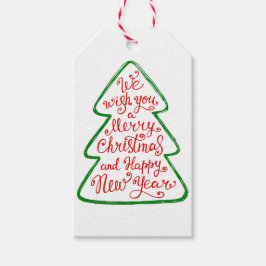 Etiqueta Para Presente Desejamos a você uma Feliz Saudação de Árvore de N