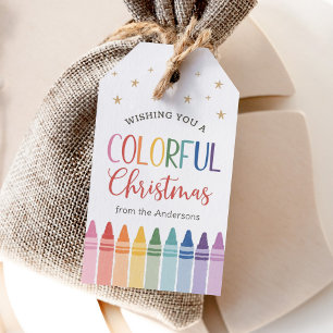 Etiqueta Para Presente Desejando a Você um Natal Colorido Férias Giz de C