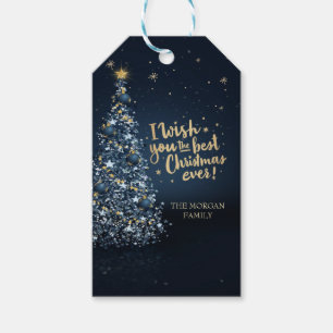 Etiqueta Para Presente Desejo a você o melhor Natal de todos, Pinheiro Az