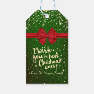 Etiqueta Para Presente Desejo-lhe o melhor Natal de sempre Confete Laço