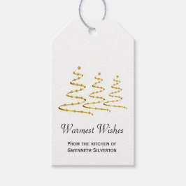 Etiqueta Para Presente Desejos mais quentes Árvores de Natal Douradas e e