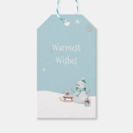 Etiqueta Para Presente Desejos Mais Quentes de Snowman Sled Gifts