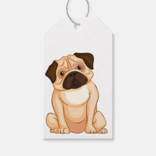 Etiqueta Para Presente Desenho Animado do Pug Mal-humorado