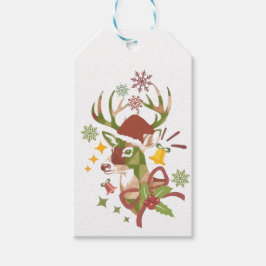 Etiqueta Para Presente Desenho Colorido de Veado de Natal