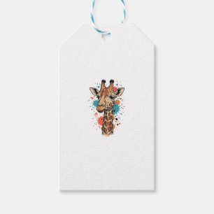 Etiqueta Para Presente Desenho de camiseta branca de arte de girafa de gr