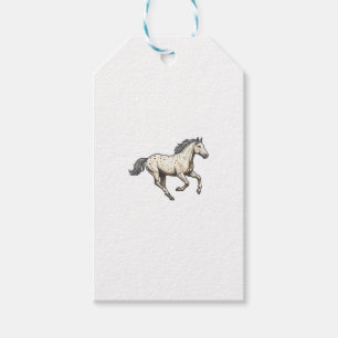 Etiqueta Para Presente Desenho de Cavalo Appaloosa Correndo Gravado Vinta