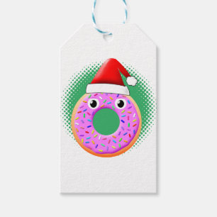 Etiqueta Para Presente Desenho de Donut com Olhos e Purpurina de Chapéu d