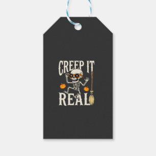 Etiqueta Para Presente Desenho de Esqueleto Dançante Funny Halloween Cree
