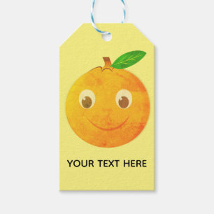 Etiqueta Para Presente Desenho de laranja vintage de desenho animado fofo