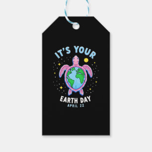 Etiqueta Para Presente Desenho de Tartaruga do Dia da Terra 22 de Abril P
